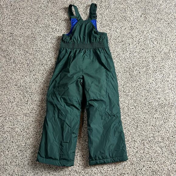 Lands End Kids Snow Bibs Size 4 Green Lined Insulated Waterproof Winter - Picture 2 of 6